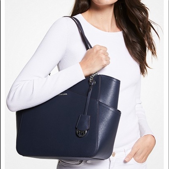 Michael Kors Jet Set Large Saffiano Leather Tote Bag Navy - Picture 3 of 3